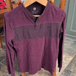 Vecce Men's Long Sleeve Henley Shirt - Burgundy